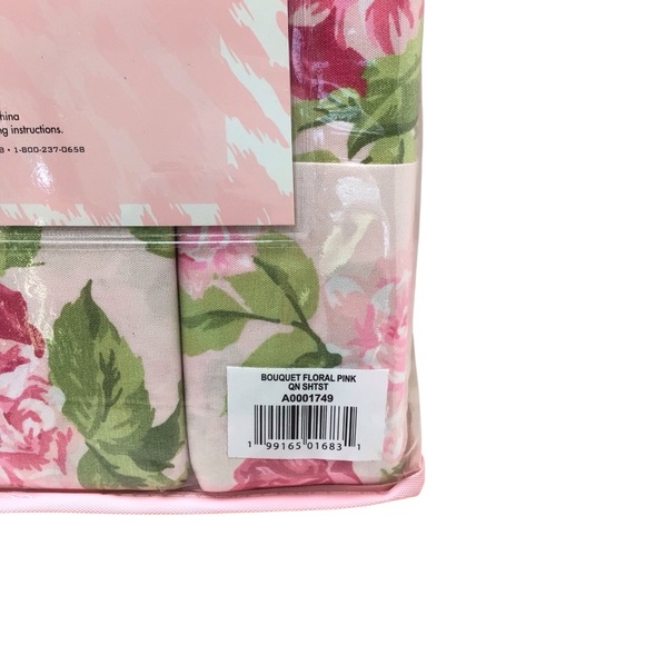 6pc Betsy Johnson Bouquet Pink Floral Rose Print Shabby Chic Queen Sheet Set - Picture 5 of 5